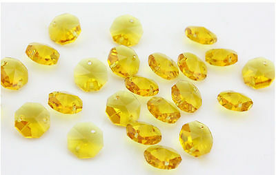 20pcs 14mm Golden Yellow Crystal Octagonal Beads Decoration Crystal Parts