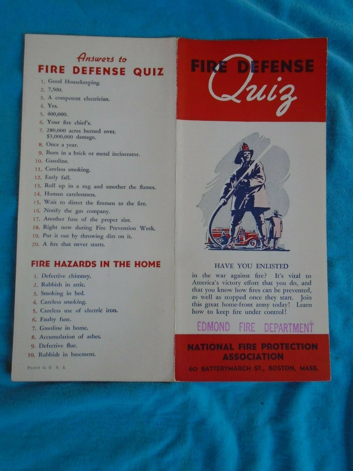 Wwii Home Front Fire Defense Quiz