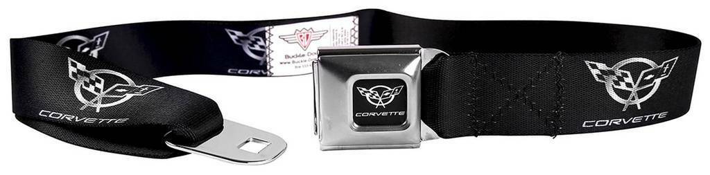 Seatbelt Men Canvas Web Military Chevrolet Corvette Black Silver Logo Quality