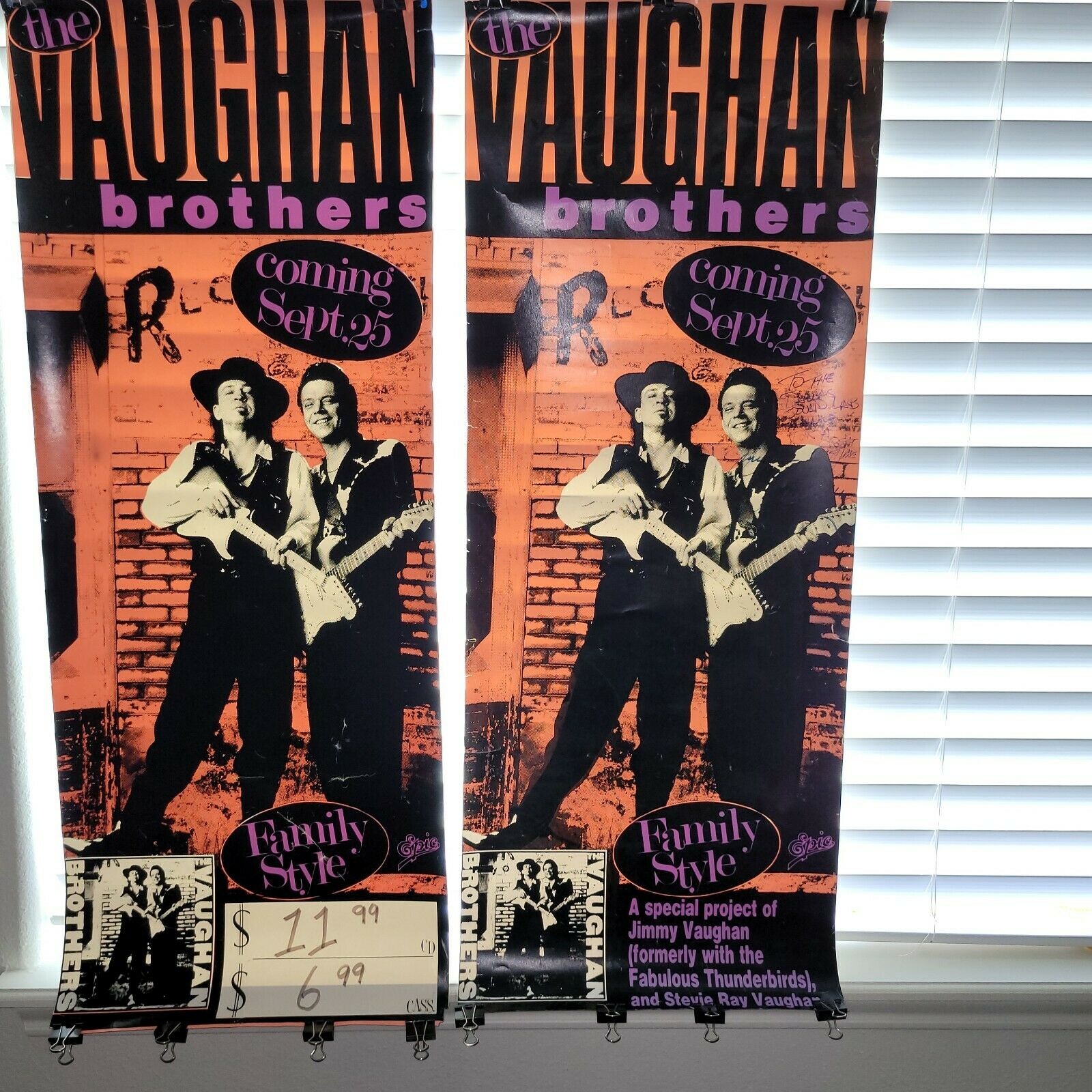 The Vaughan Brothers Family Style Rare Original Promo Posters Stevie Ray Vaughan