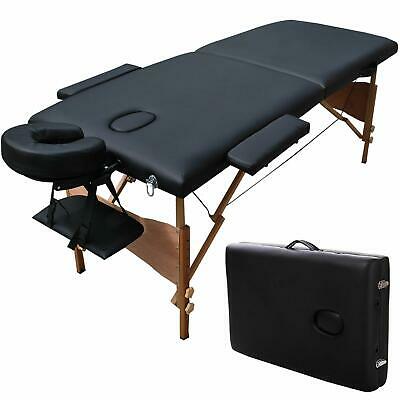 2 Pad 84" Black Fold Portable Massage Table Facial Spa Beauty Bed W/free Case