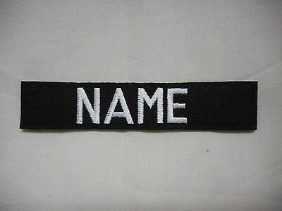 Custom Embroidered Black Name Tape, New, 5 Inch Length, With Hook Fastener*