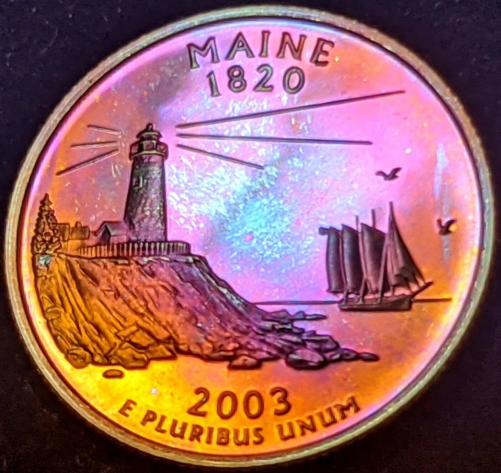 2003 S Me Maine State Quarter Proof Toned - Stunning - 21744