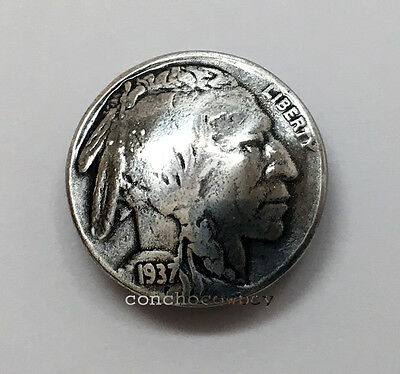 Buffalo Nickel Indian Head Reproduction Coin Concho 7/8" Screw Back Biker Concho