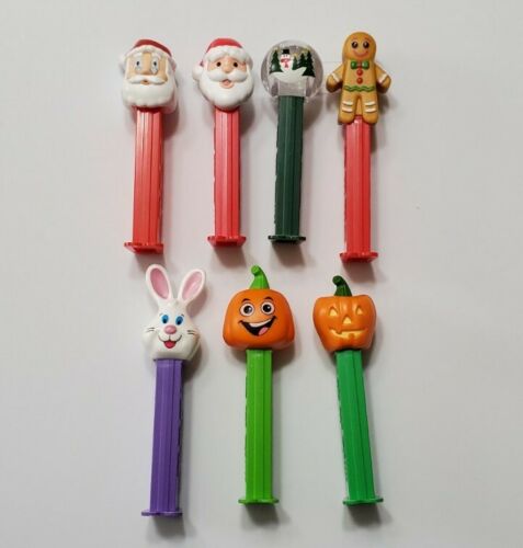Pez Dispensers Lot Of 7 Holiday Christmas Halloween Easter