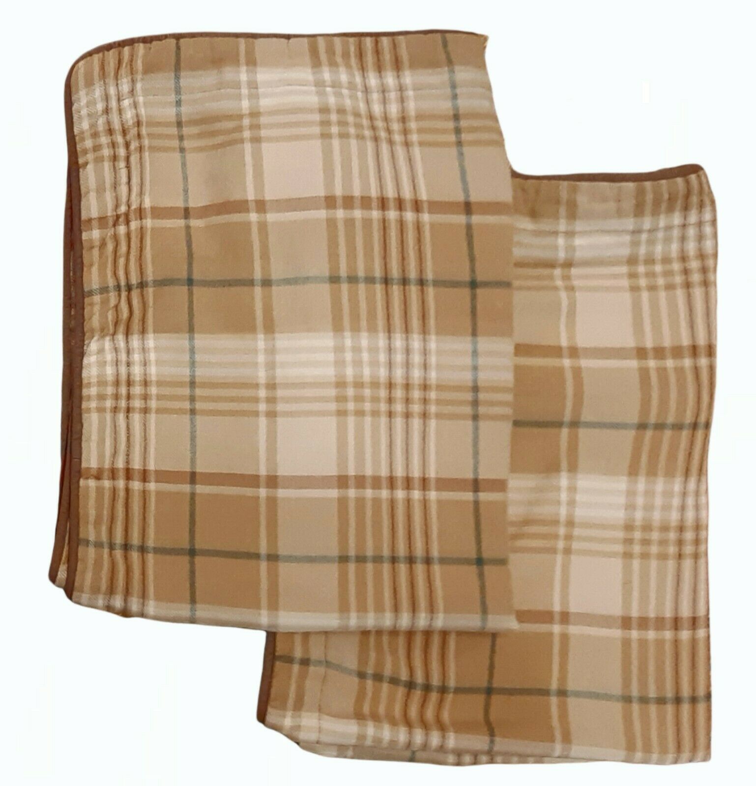 Ralph Lauren Chaps Pillow Shams (2) - Tan / Brown Plaid Checked - Standard