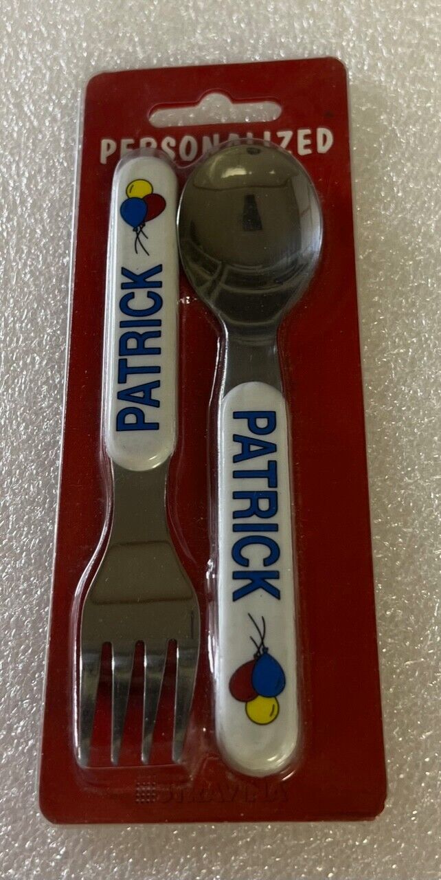 Patrick Spoon & Fork Set - Sized For Little Hands - Easy Grip Plastic Handles