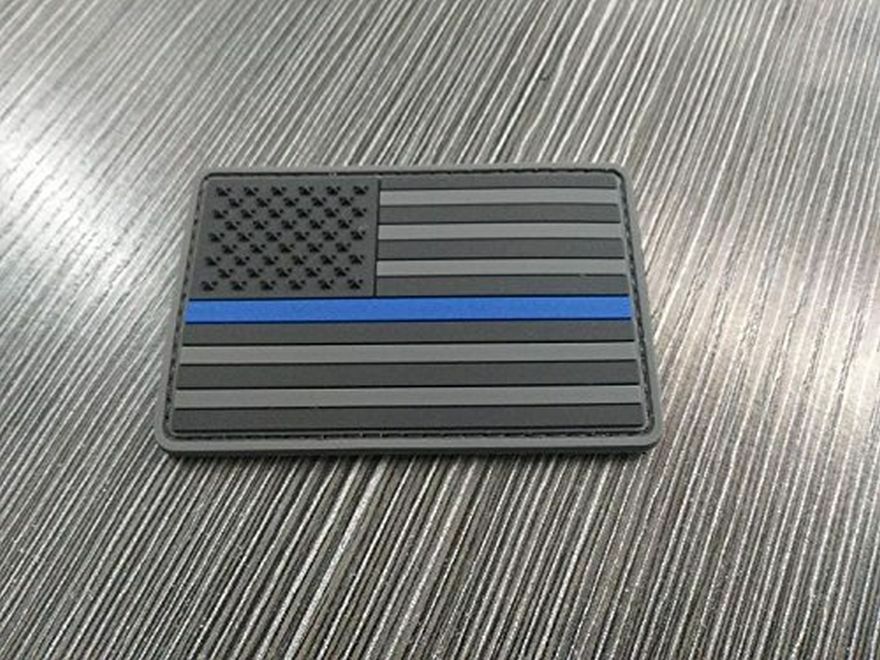 Thin Blue Line Subdued American Usa Flag Police Pvc Rubber “velcro® Brand” Hook