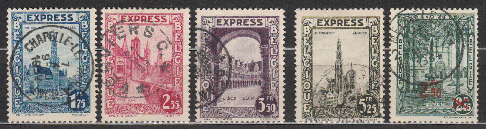 Belgium - 1929/1932 Special Delivery Stamps Sc# E1/e6 (8388)