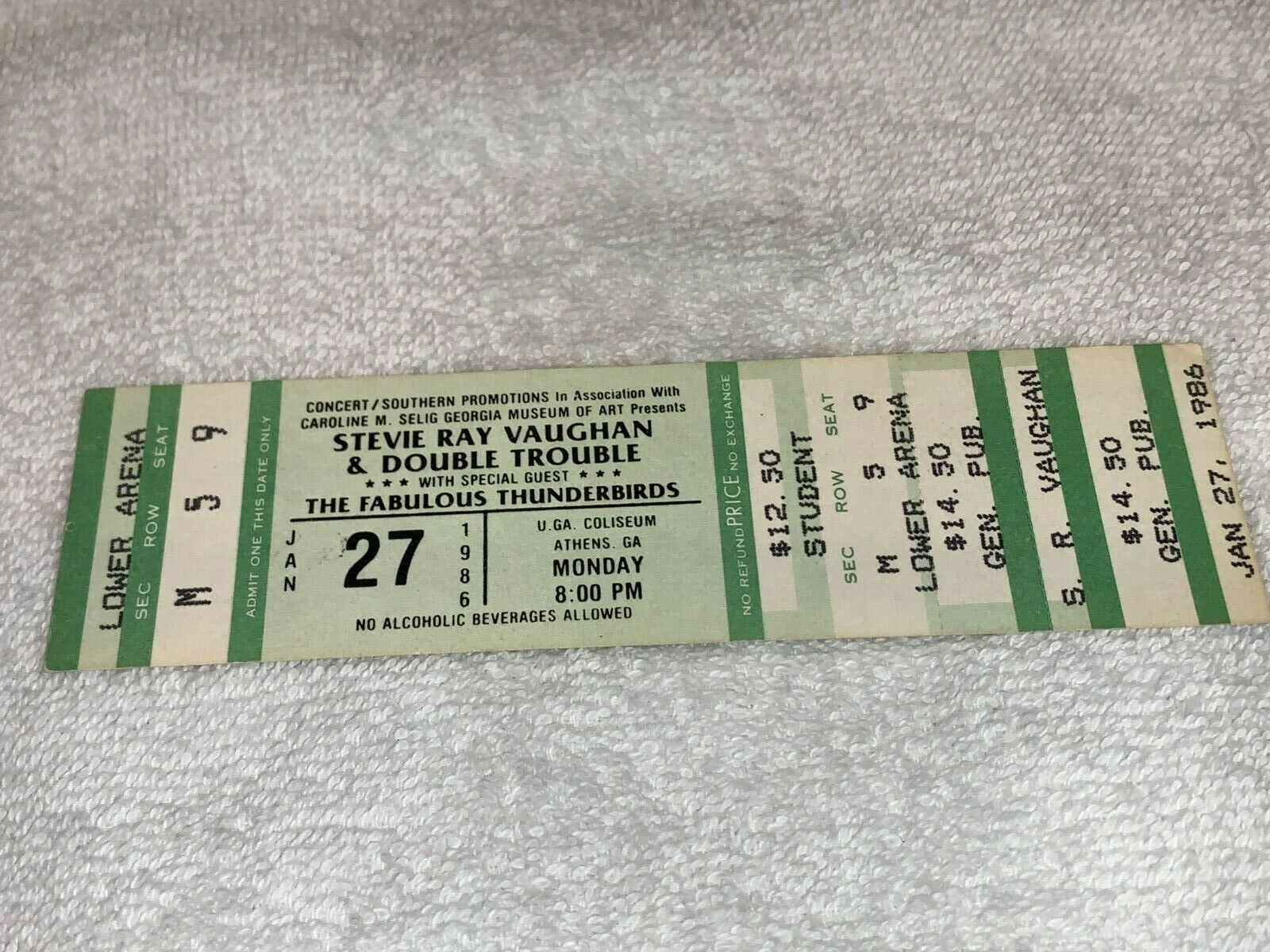 Stevie Ray Vaughan Unused 1986 Concert Ticket Fabulous Thunderbirds Blues Srv Xx