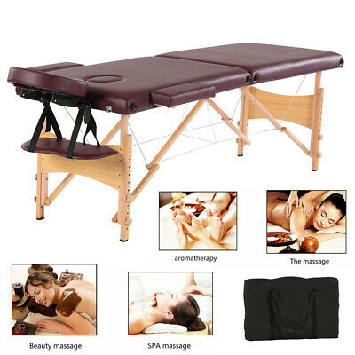 2-fold Massage Table Adjustable Facial Spa Bed Tattoo Chair W/ Free Carry Case