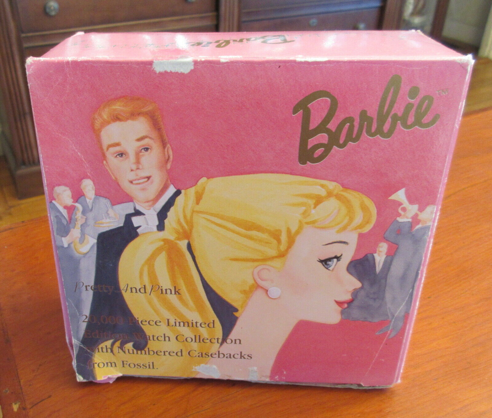 Barbie Pretty And Pink Fossil Watch With Barbie Pin Lunch Box Tin 1994 Mib