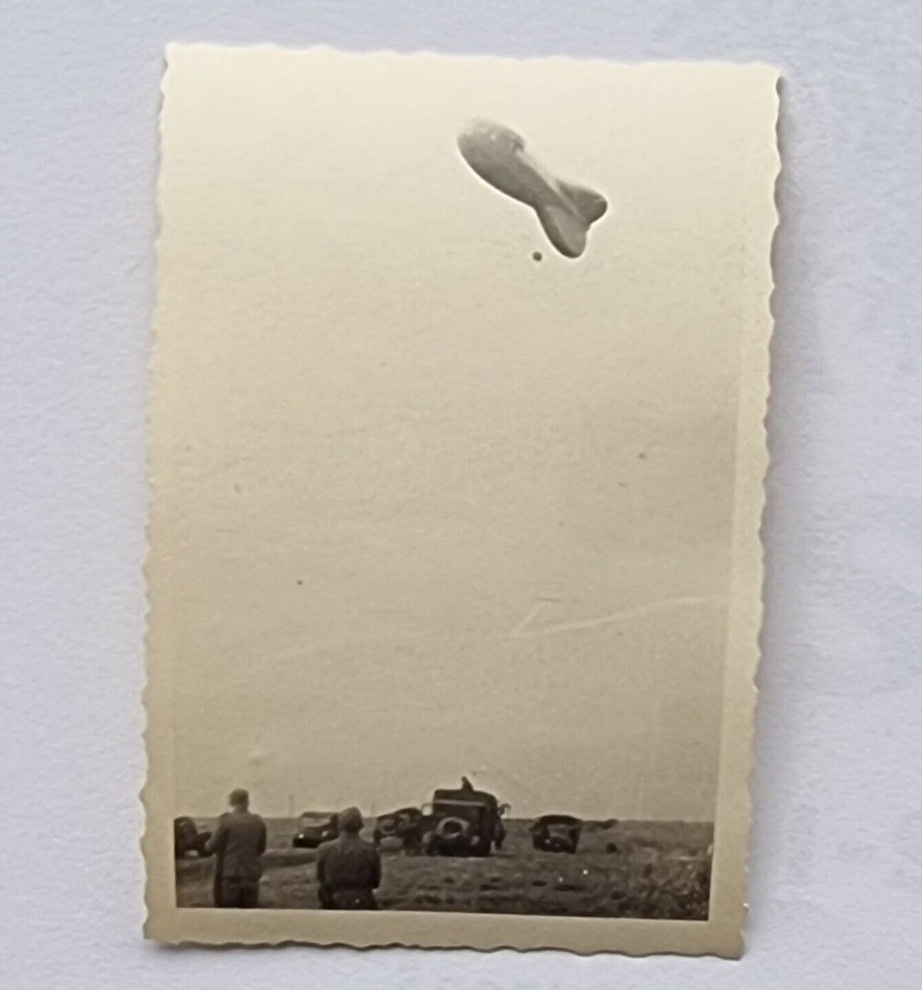 Original Antique German Ww2 Barrage Balloon Over Wehrmacht Soldiers Photo