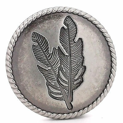 Feather Concho Antique Nickel With Rope Border Screwback 1-1/4" By Stecksstore
