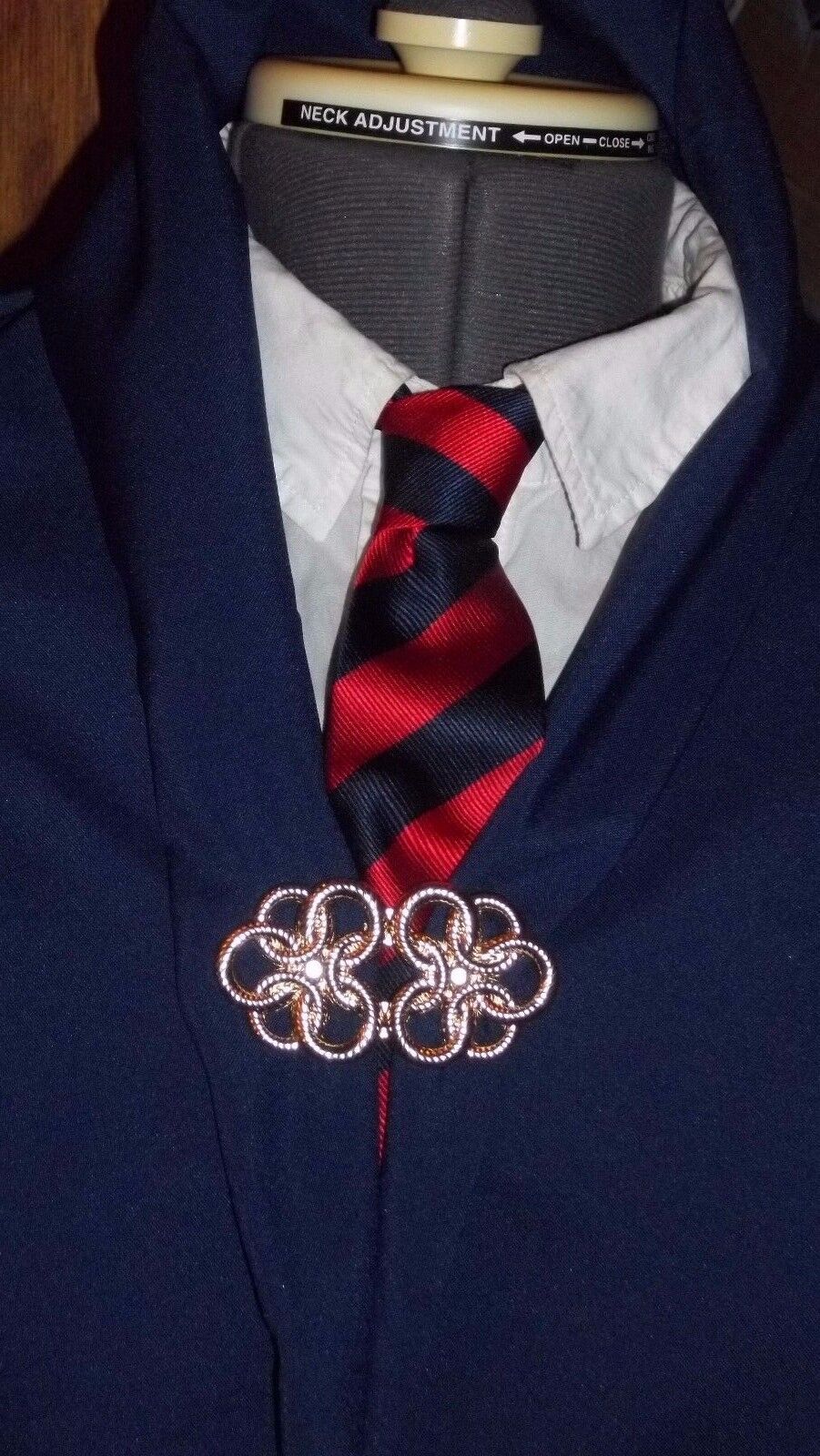Ilvermorny School Uniform "costume Tie" Cranberry Red, Navy Blue Striped Necktie