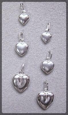 Special - Pendant/charm - Set Of 6 Sterling Silver Puffed Hearts.  (ph358-ss)